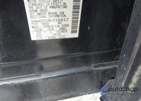 2008 Nissan Titan Le/Se from USA, damaged, VIN 1N6AA07CX8N350457